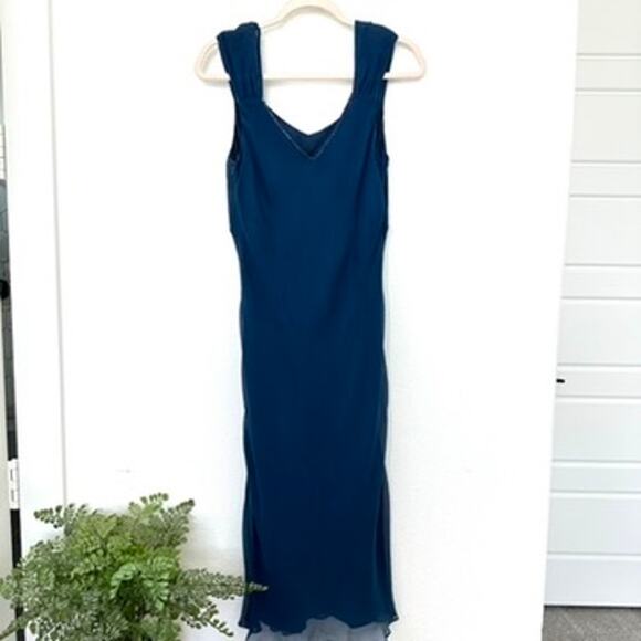 Possibility by Fiori di Zucca 100% Silk Slip Dress, Navy, Size M - Picture 5 of 7